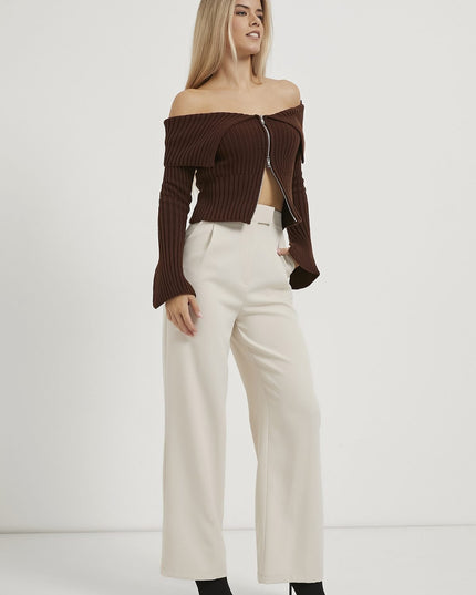 Elastische Taille Velcro-Verschluss Palazzo Damenhosen