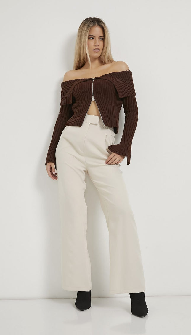 Elastische Taille Velcro-Verschluss Palazzo Damenhosen