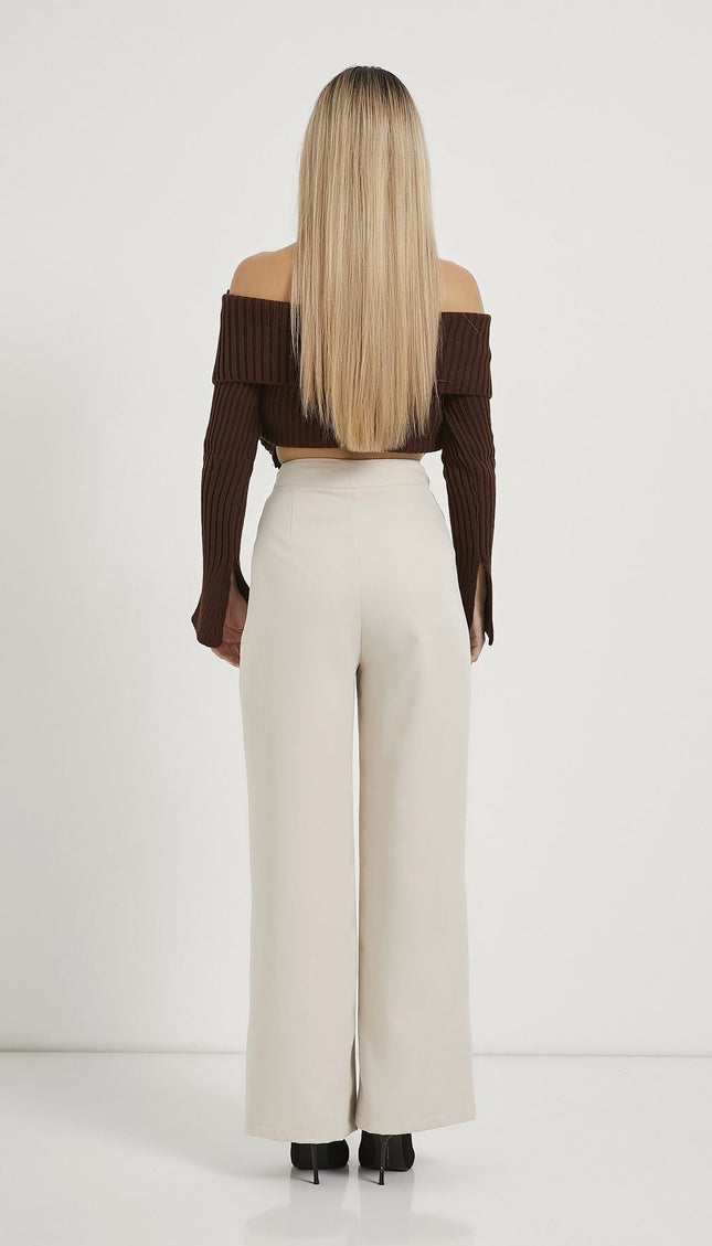 Elastische Taille Velcro-Verschluss Palazzo Damenhosen