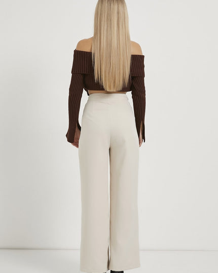 Elastische Taille Velcro-Verschluss Palazzo Damenhosen