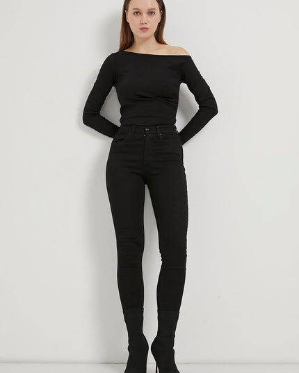 Fünftaschen-Schmal-Hosen mit Hoher Taille für Damen