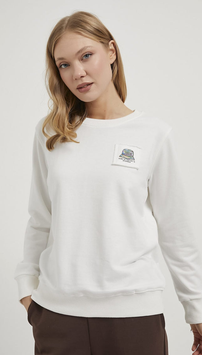 Damen-Sweatshirt mit Stehkragen und Applikationen