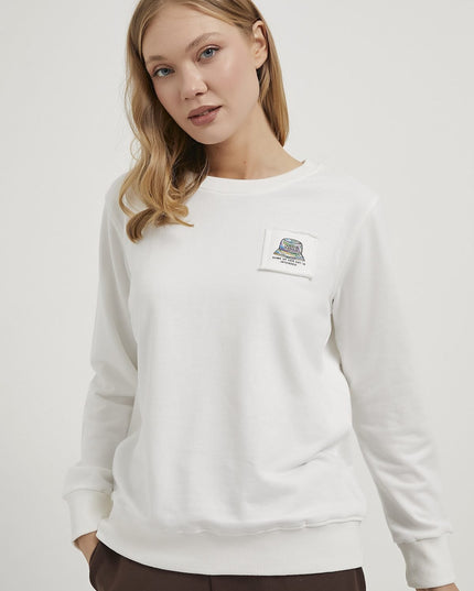 Damen-Sweatshirt mit Stehkragen und Applikationen