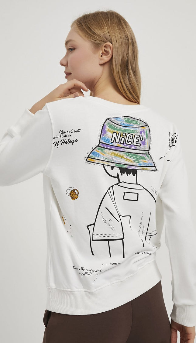 Damen-Sweatshirt mit Stehkragen und Applikationen