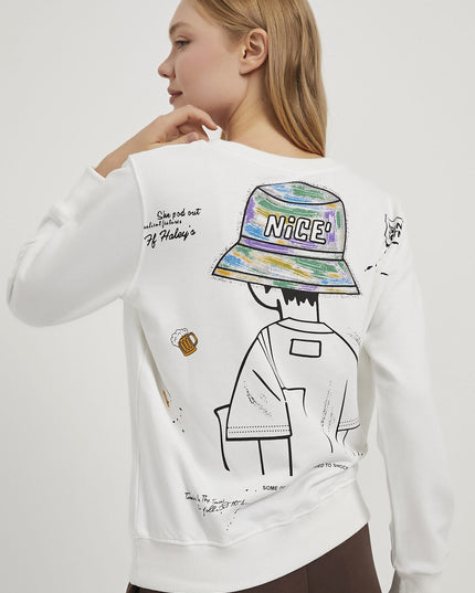 Damen-Sweatshirt mit Stehkragen und Applikationen