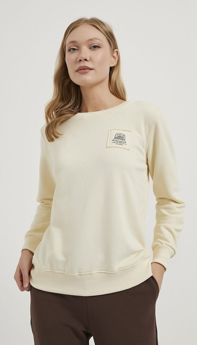 Damen-Sweatshirt mit Stehkragen und Applikationen