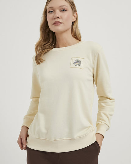 Damen-Sweatshirt mit Stehkragen und Applikationen