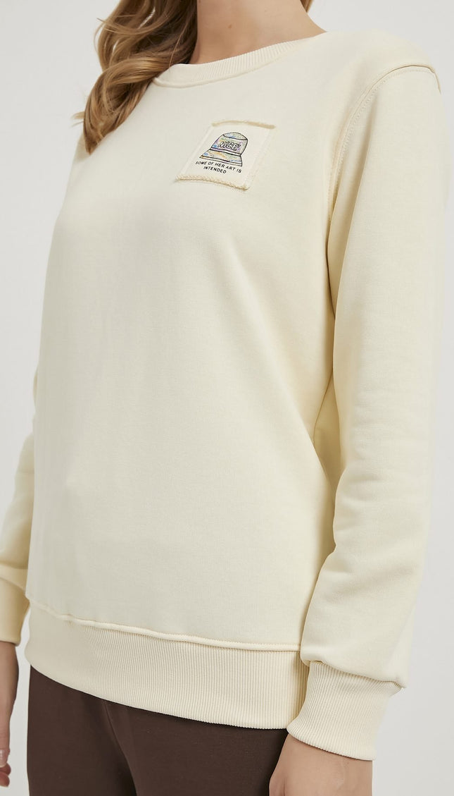 Damen-Sweatshirt mit Stehkragen und Applikationen