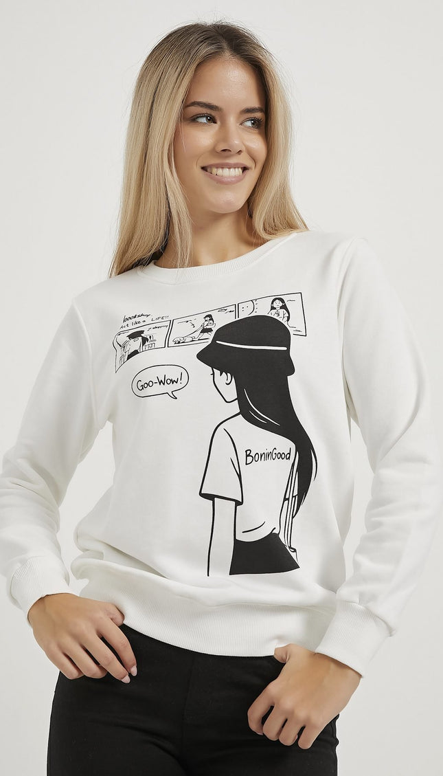 Bedruckter Fahrradkragen-Sweatshirt für Damen