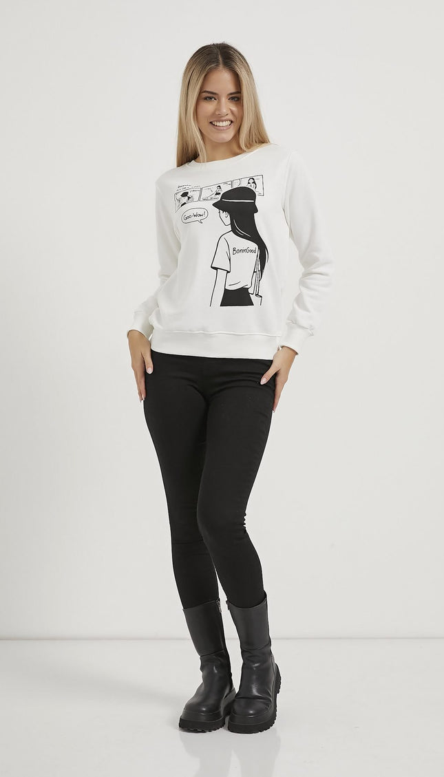 Bedruckter Fahrradkragen-Sweatshirt für Damen