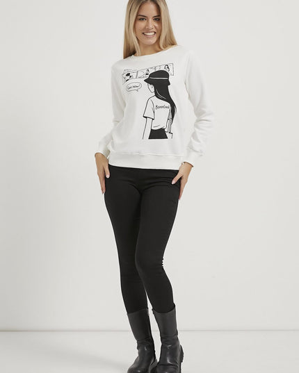 Bedruckter Fahrradkragen-Sweatshirt für Damen