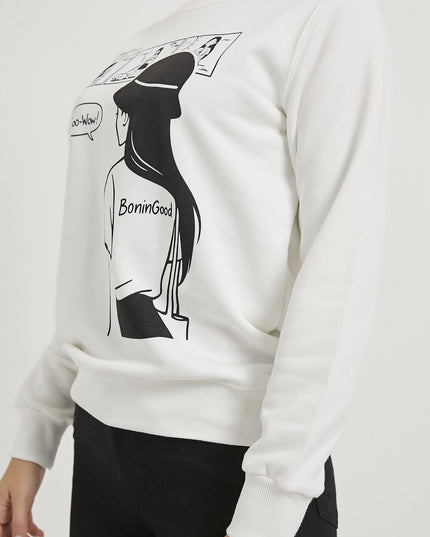 Bedruckter Fahrradkragen-Sweatshirt für Damen