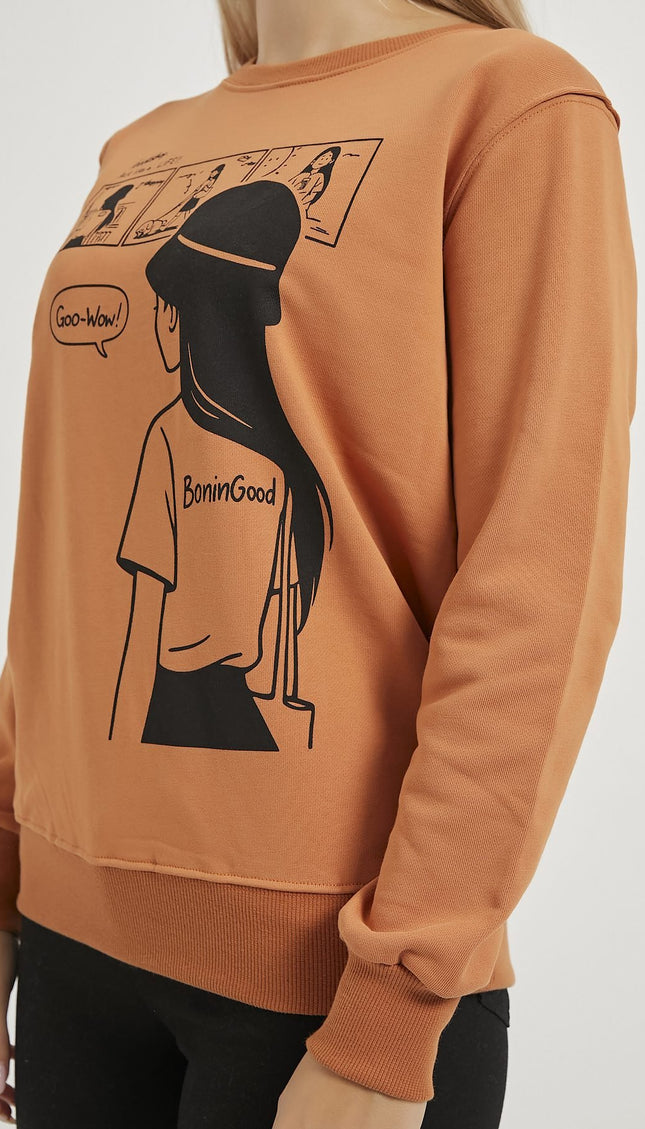 Bedruckter Fahrradkragen-Sweatshirt für Damen