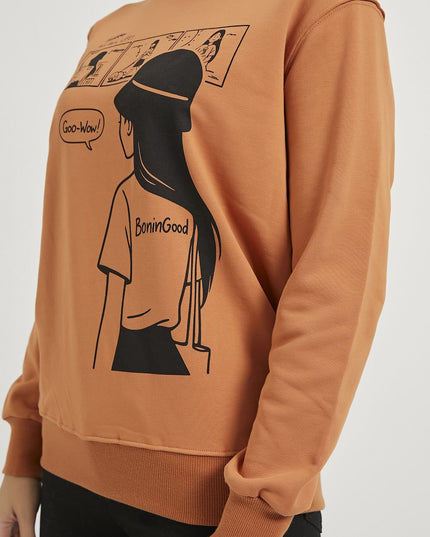 Bedruckter Fahrradkragen-Sweatshirt für Damen