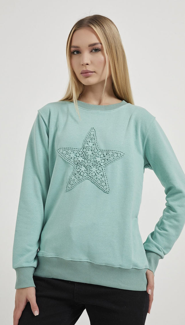 Damenpullover mit Sternstickerei