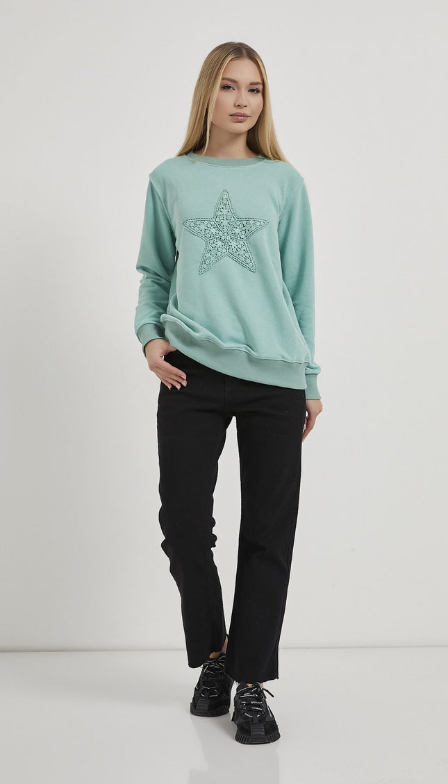 Damenpullover mit Sternstickerei