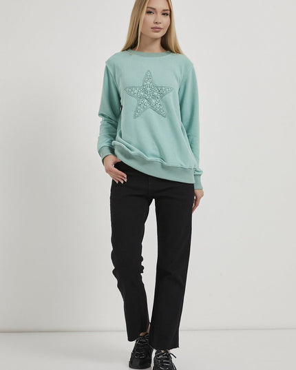 Damenpullover mit Sternstickerei