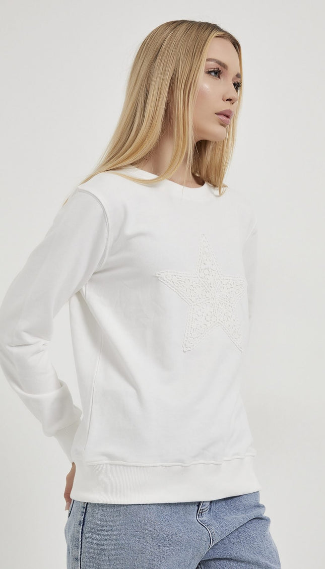 Damenpullover mit Sternstickerei