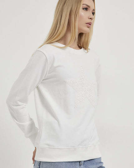 Damenpullover mit Sternstickerei