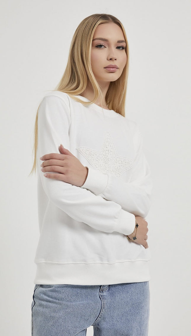 Damenpullover mit Sternstickerei