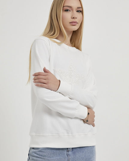 Damenpullover mit Sternstickerei