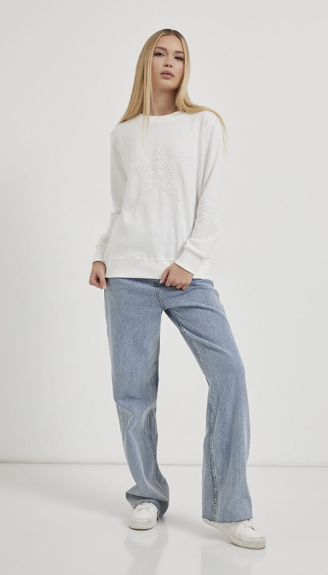 Damenpullover mit Sternstickerei