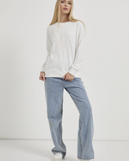 Damenpullover mit Sternstickerei