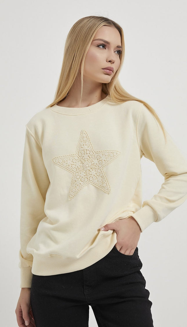 Damenpullover mit Sternstickerei