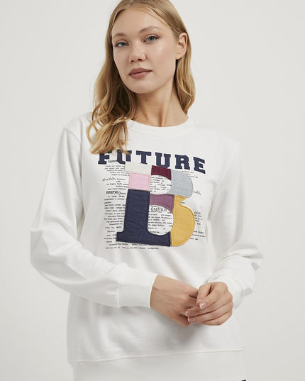 Bestickter Fahrradkragen-Sweatshirt für Damen