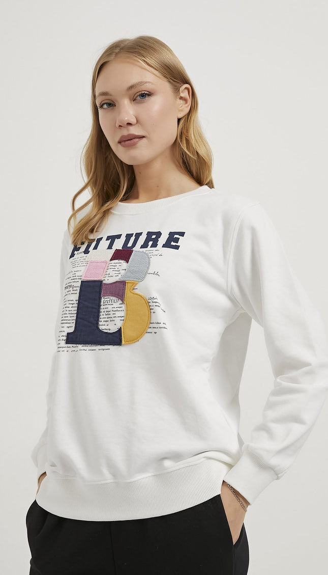 Bestickter Fahrradkragen-Sweatshirt für Damen