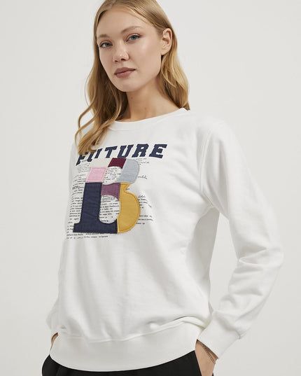 Bestickter Fahrradkragen-Sweatshirt für Damen