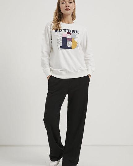 Bestickter Fahrradkragen-Sweatshirt für Damen