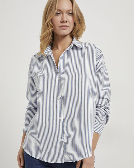 Gestreiftes Damenhemd mit offenem Kragen