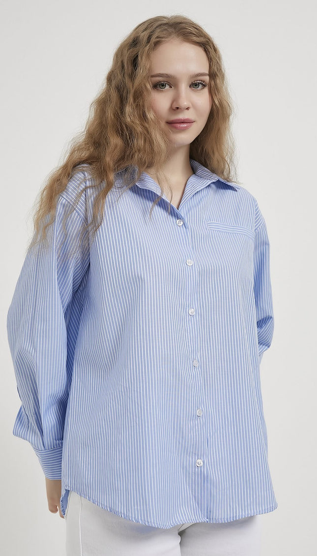Damenhemd mit gestreiften Taschen