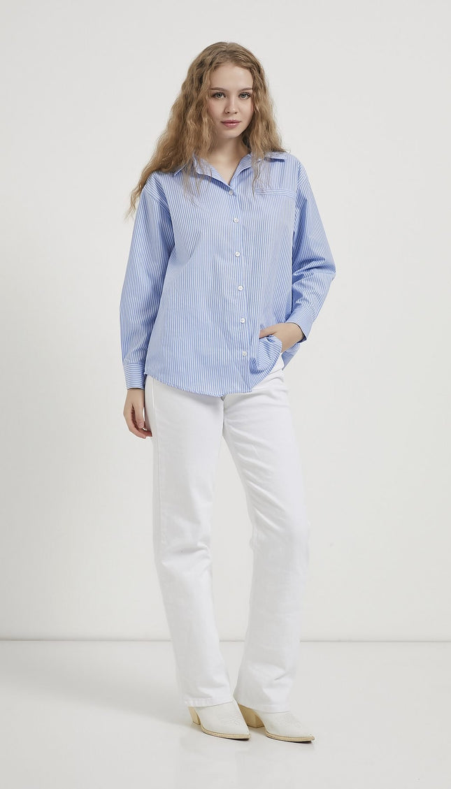 Damenhemd mit gestreiften Taschen
