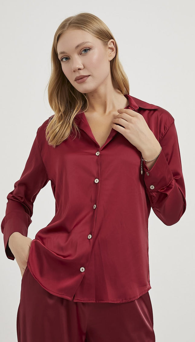 Satin-Fließendes Damenhemd