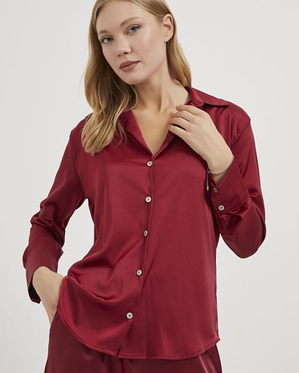 Satin-Fließendes Damenhemd