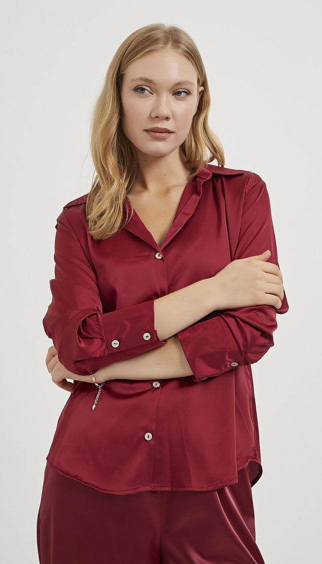 Satin-Fließendes Damenhemd