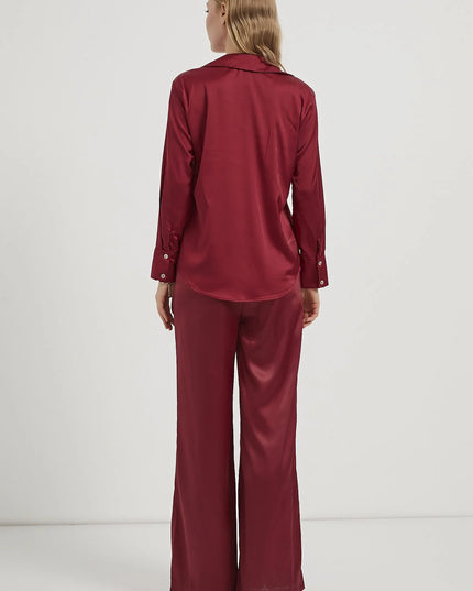 Satin-Fließendes Damenhemd