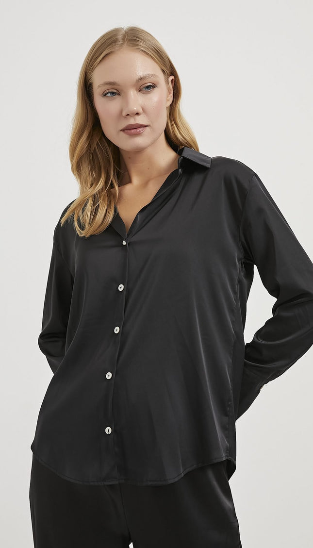 Satin-Fließendes Damenhemd