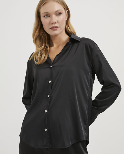 Satin-Fließendes Damenhemd