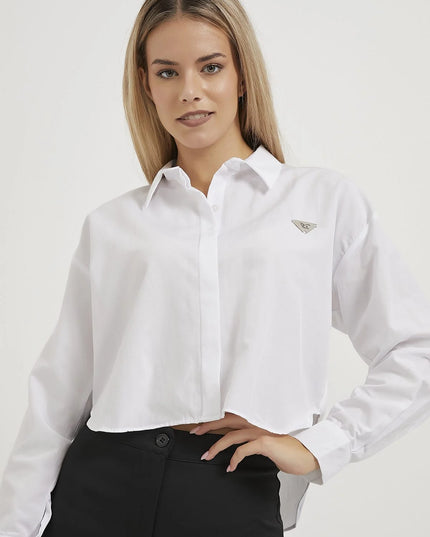 Damen-Crop-Shirt mit Accessoire-Details