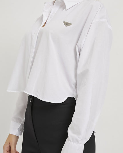 Damen-Crop-Shirt mit Accessoire-Details