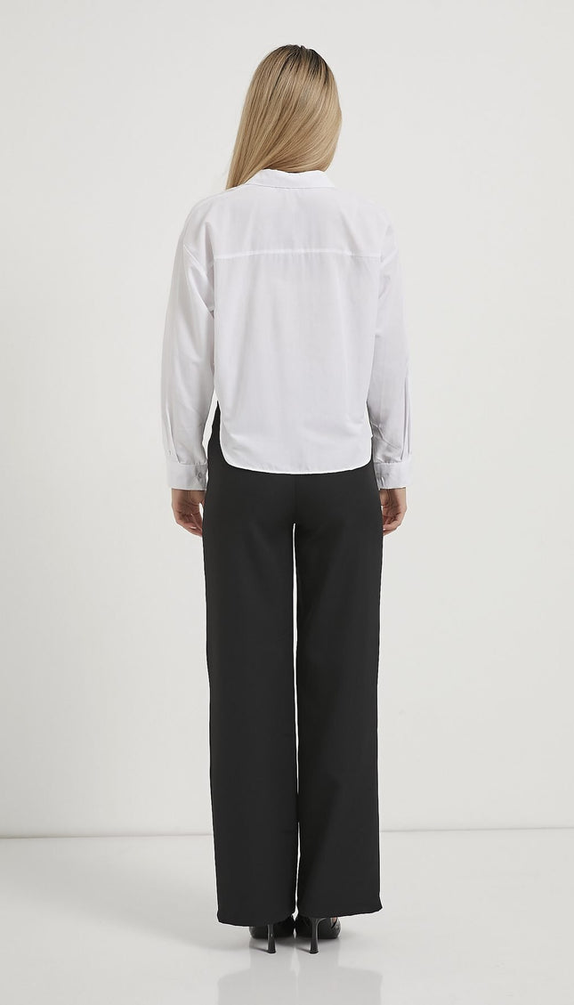 Damen-Crop-Shirt mit Accessoire-Details