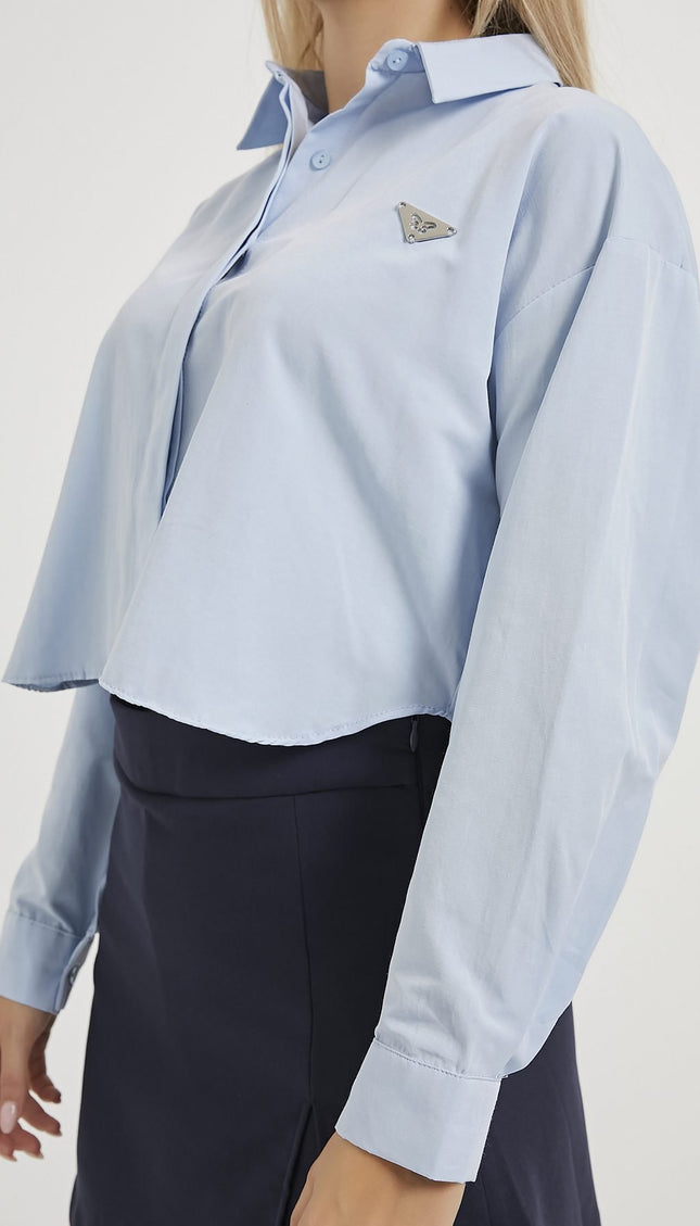 Damen-Crop-Shirt mit Accessoire-Details