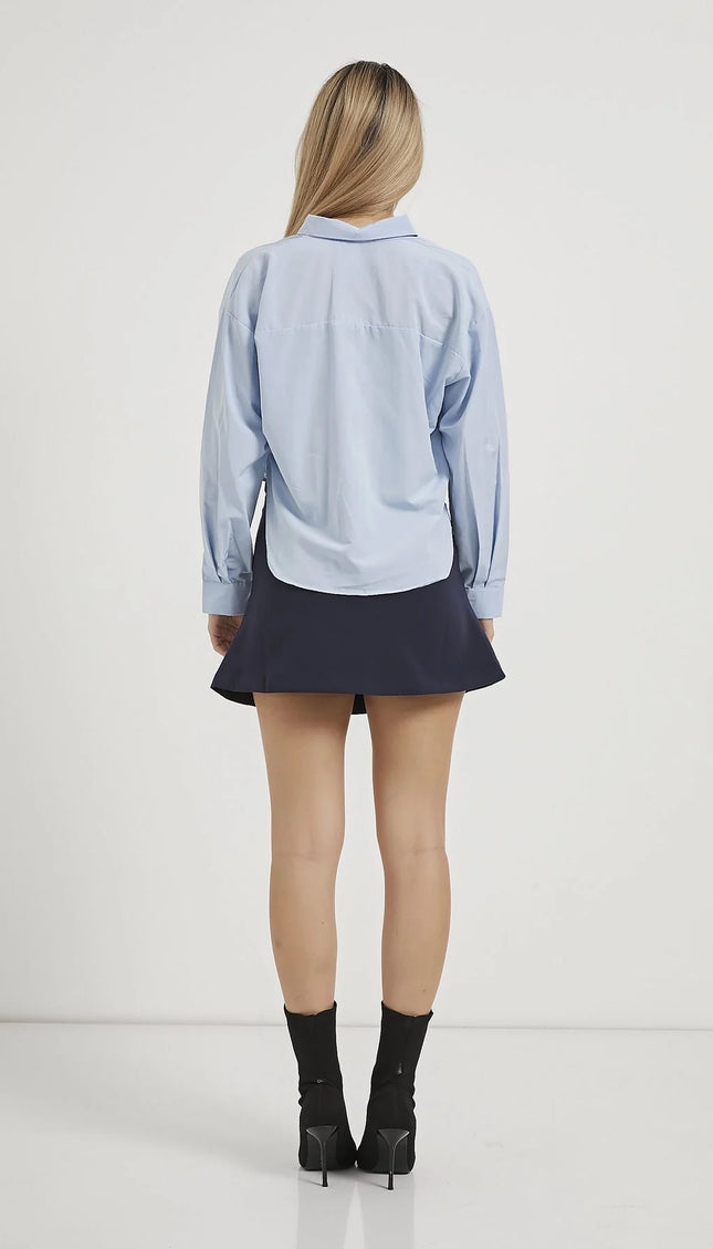 Damen-Crop-Shirt mit Accessoire-Details