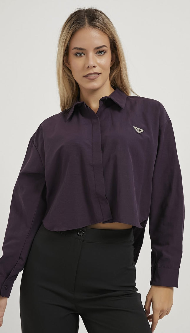 Damen-Crop-Shirt mit Accessoire-Details