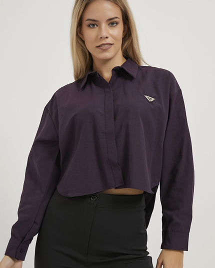 Damen-Crop-Shirt mit Accessoire-Details