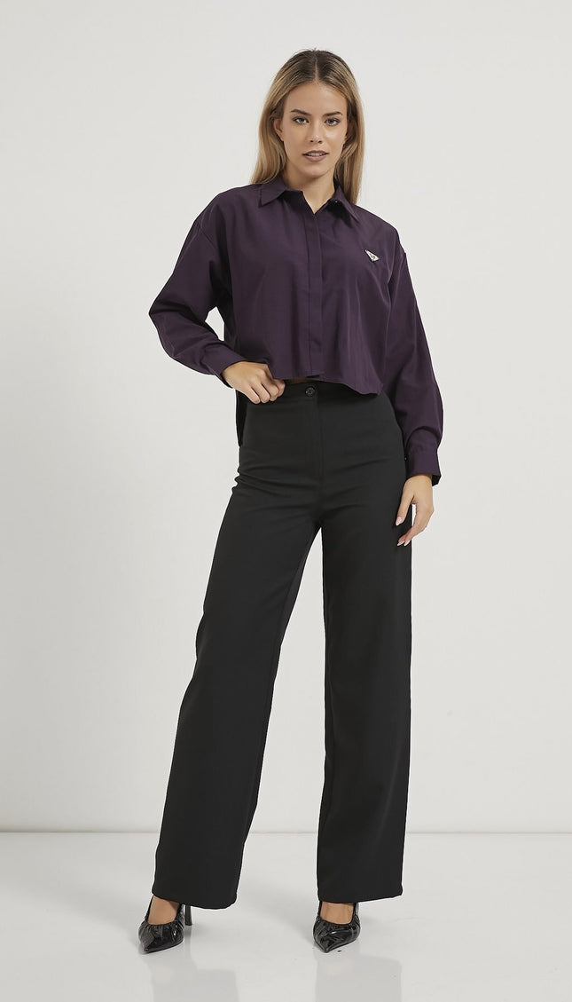 Damen-Crop-Shirt mit Accessoire-Details