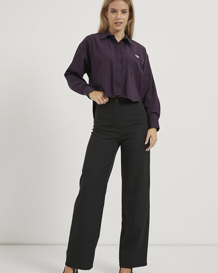 Damen-Crop-Shirt mit Accessoire-Details